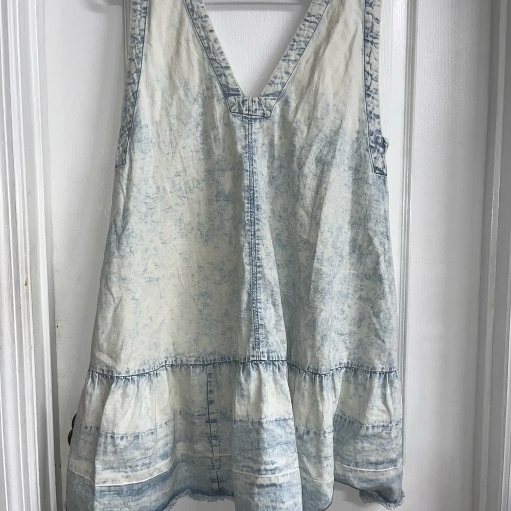 Free People Sky Blue Denim V-Neck Dress - Picture 3 of 7